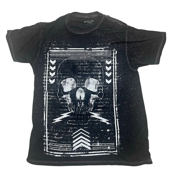 Helix Graphic Goth Skull T-Shirt Black Burnout Distressed Rock Men’s Size Medium - Picture 1 of 7
